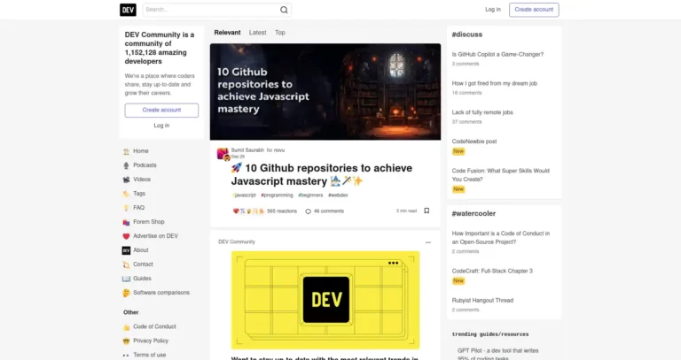 DEV Online Community Homepage